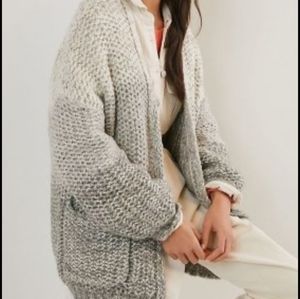Anthropologie Maeve Grey Open Knit Chunky Persephone Cardigan Size Medium